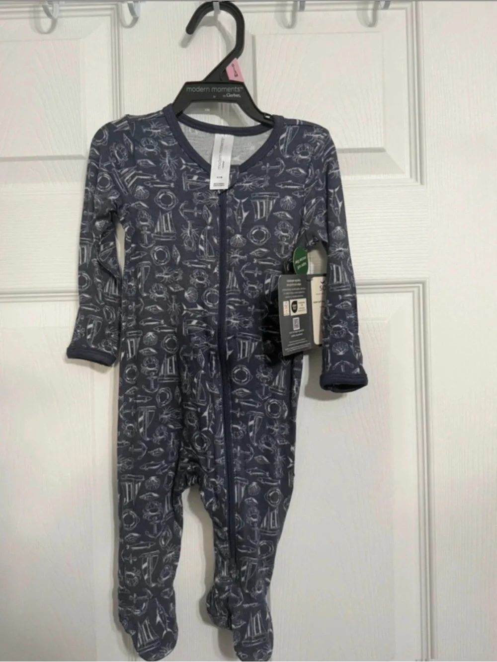 Gerber Navy Tool-Print Footed One-Piece for Kids